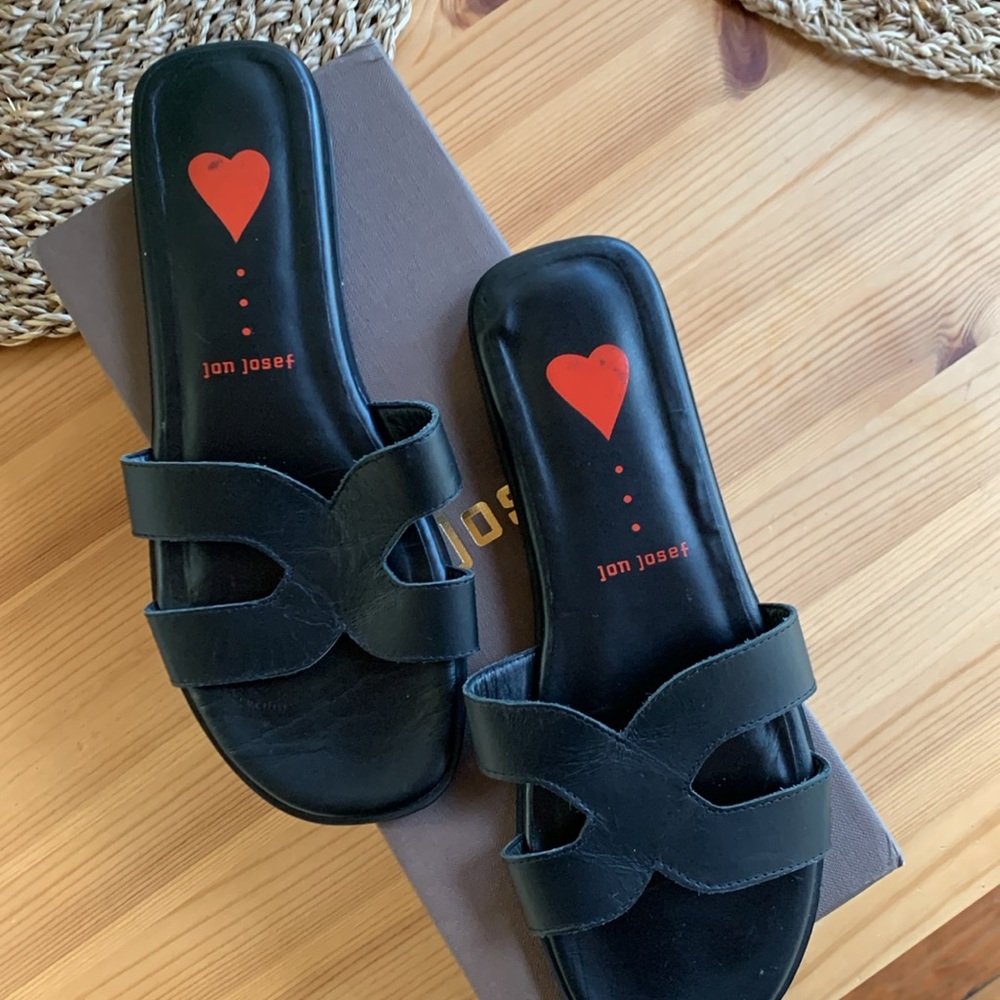 Jon Josef black leather sandals